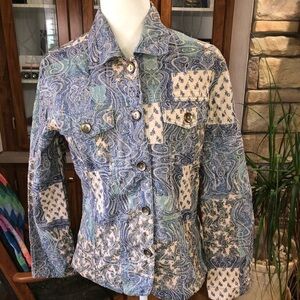 ANALOGY SIZE MEDIUM PATCHWORK HEAVILY EMBROIDERED SHACKET. SUPER CUTE